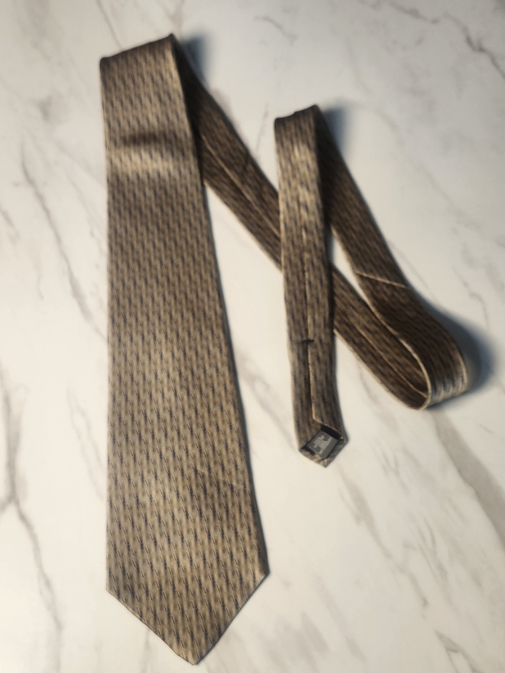 G Ruffini Italy 100% Silk Tie Copper Bronze Textured Geometric Knit Pattern